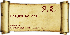 Petyka Rafael névjegykártya